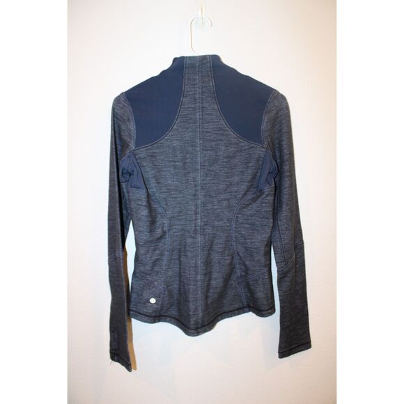 Lululemon women's zip up workout jacket space denim blue color navy size 6 - Picture 4 of 9